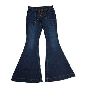 NWT Carmar Jeans Size 26 Bell Bottom Flair Style  Leather Fly Brown Stitching‎